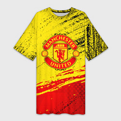 Футболка женская длинная Manchester United Футбольный клуб, цвет: 3D-принт