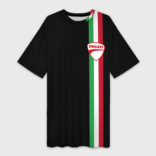 Женская длинная футболка DUCATI MOTOCYCLE ITALY LINE / 3D-принт – фото 1