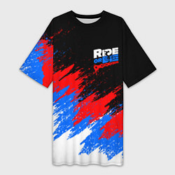 Футболка женская длинная RIDE OR DIE RUSSIA EXTREME, цвет: 3D-принт