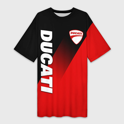 Женская длинная футболка DUCATI RED DEVIL MOTOCYCLE / 3D-принт – фото 1
