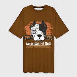 Женская длинная футболка Американский Питбультерьер Pit Bull Terrier