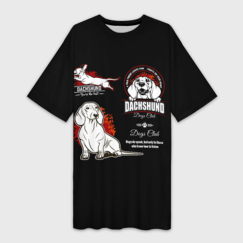 Женская длинная футболка Собака Такса Dachshund / 3D-принт – фото 1