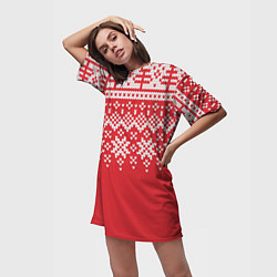 Футболка женская длинная Knitted Pattern, цвет: 3D-принт — фото 2