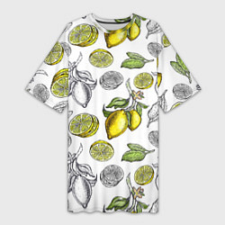Женская длинная футболка Лимонный паттерн