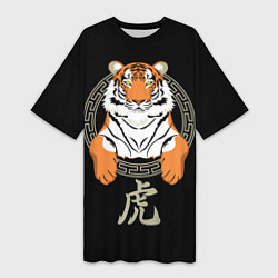 Женская длинная футболка Тигр в рамке