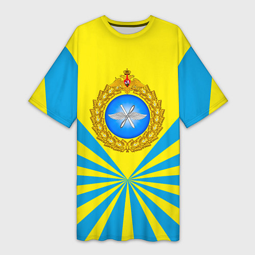 Женская длинная футболка Большая эмблема ВВС РФ / 3D-принт – фото 1