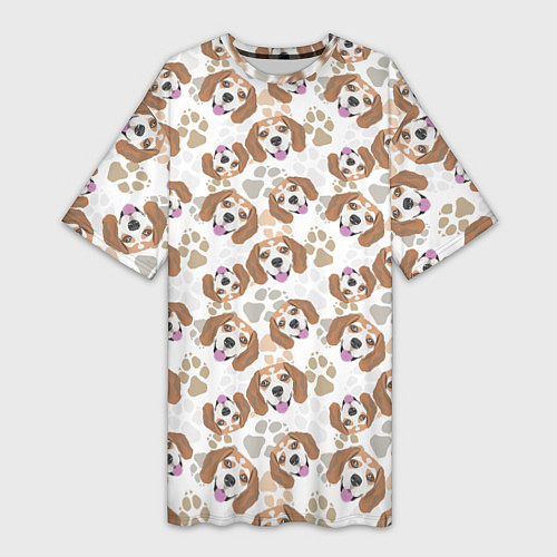 Женская длинная футболка Бигль Собака / 3D-принт – фото 1