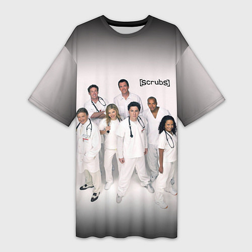 Женская длинная футболка SCRUBS in white / 3D-принт – фото 1