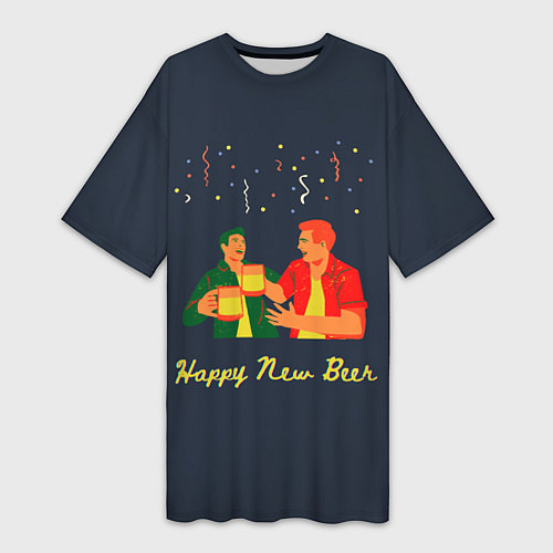 Женская длинная футболка Happy new beer 2022 / 3D-принт – фото 1