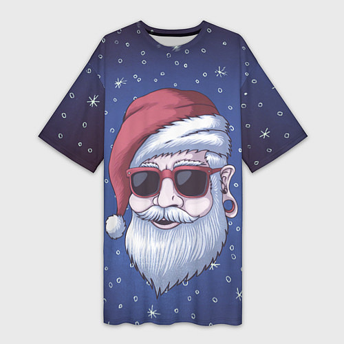 Женская длинная футболка САНТА ХИПСТЕР SANTA HIPSTER / 3D-принт – фото 1