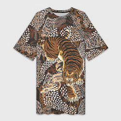 Женская длинная футболка Тигр в засаде
