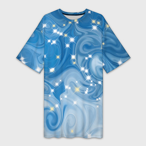 Женская длинная футболка Голубая метелица / 3D-принт – фото 1