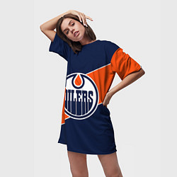 Футболка женская длинная Эдмонтон Ойлерз Edmonton Oilers NHL, цвет: 3D-принт — фото 2