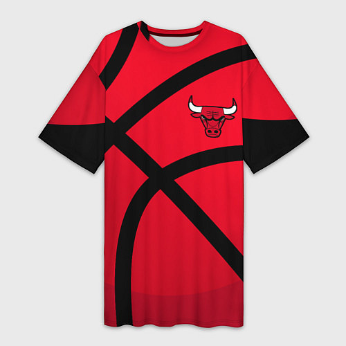 Женская длинная футболка Чикаго Буллз Chicago Bulls NBA / 3D-принт – фото 1