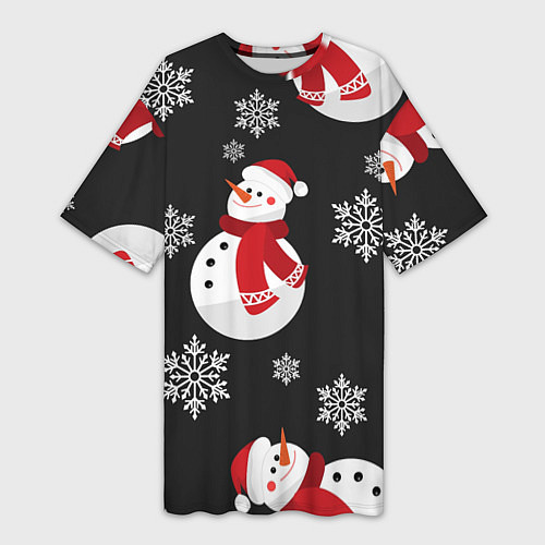 Женская длинная футболка Снеговик! / 3D-принт – фото 1