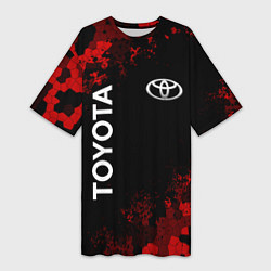 Женская длинная футболка TOYOTA MILITARY PIXEL BLACK RED