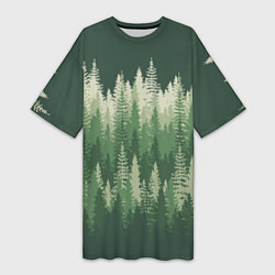 Женская длинная футболка Елки-палки, хвойный лес