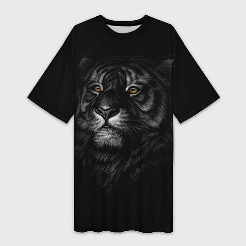 Женская длинная футболка Голова хищного тигра / 3D-принт – фото 1