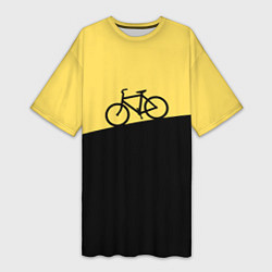 Женская длинная футболка Бегущий за велосипедом
