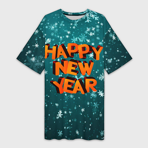 Женская длинная футболка HAPPY NEW YEAR 2022 С НОВЫМ ГОДОМ / 3D-принт – фото 1