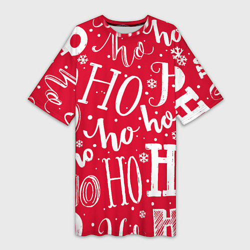 Женская длинная футболка HO HO HO Новогодняя / 3D-принт – фото 1