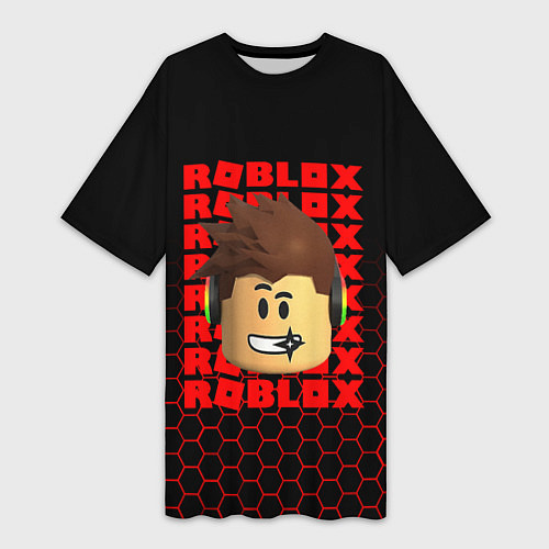 Женская длинная футболка ROBLOX LEGO FACE УЗОР СОТЫ / 3D-принт – фото 1