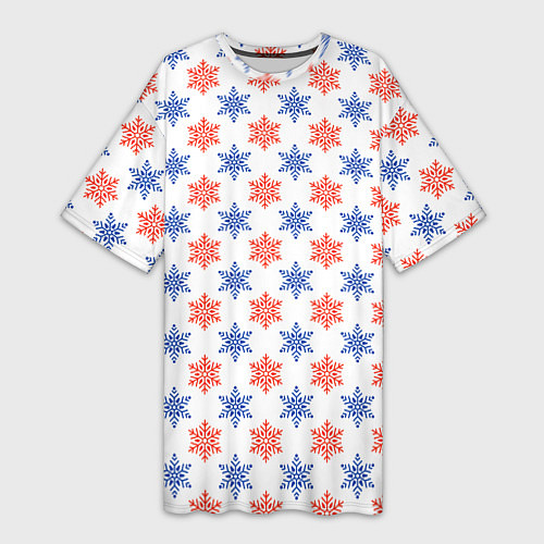 Женская длинная футболка Снежинки паттернsnowflakes pattern / 3D-принт – фото 1