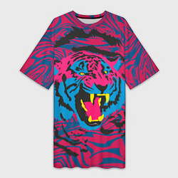 Женская длинная футболка Тигр красочный