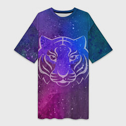 Женская длинная футболка Космический тигр COSMO