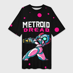 Футболка женская длинная Metroid Метроид, цвет: 3D-принт