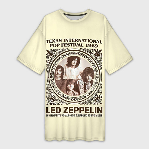 Женская длинная футболка Led Zeppelin - Texas International Pop Festival 19 / 3D-принт – фото 1