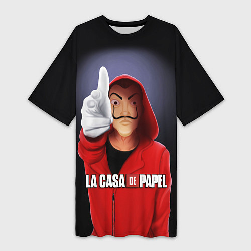 Женская длинная футболка LA CASA DE PAPEL BELLA CIAO - БУМАЖНЫЙ ДОМ / 3D-принт – фото 1