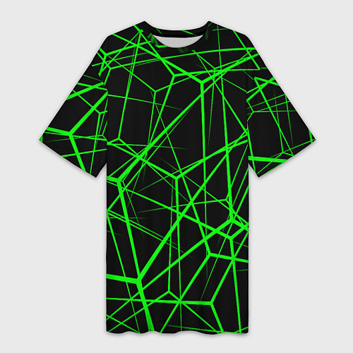 Женская длинная футболка Зеленые Полигоны Матрица / 3D-принт – фото 1
