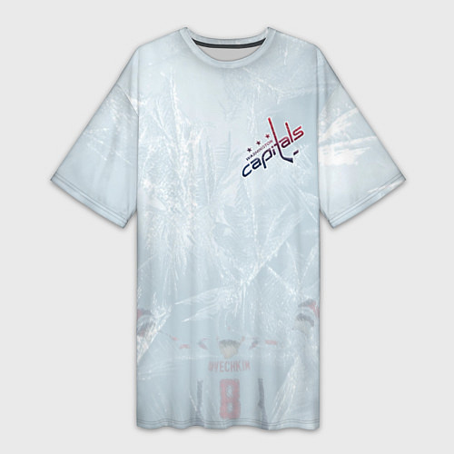 Женская длинная футболка Washington Capitals Ovi8 Grey Ice theme / 3D-принт – фото 1