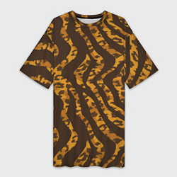 Женская длинная футболка Шкура тигра леопарда гибрид