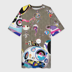 Женская длинная футболка Takashi Murakami арт с языками