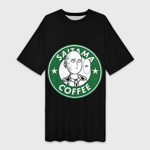 Женская длинная футболка ONE-PUNCH MAN OK COFFEE / 3D-принт – фото 1