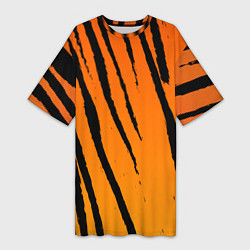Женская длинная футболка Шкура тигра диагональ