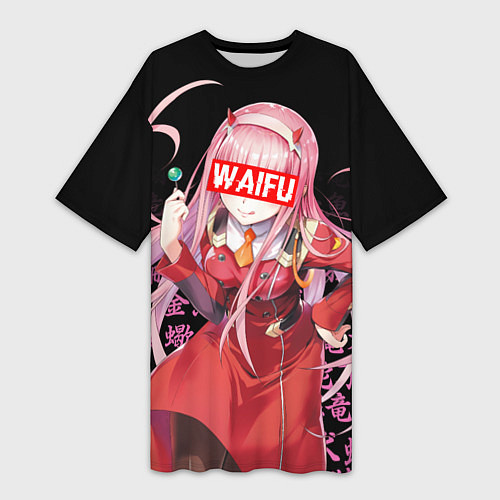 Женская длинная футболка 02, ZERO TWO, DARLING IN THE FRANXX / 3D-принт – фото 1