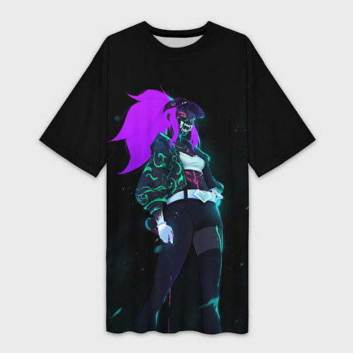 Женская длинная футболка Акали KDA / 3D-принт – фото 1