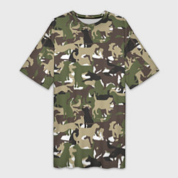 Футболка женская длинная Камуфляж из Собак Camouflage, цвет: 3D-принт