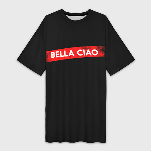Женская длинная футболка BELLA CIAO БУМАЖНЫЙ ДОМ / 3D-принт – фото 1