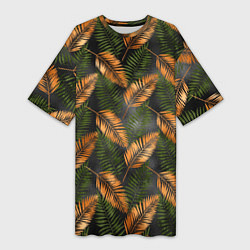 Женская длинная футболка Африканские листья