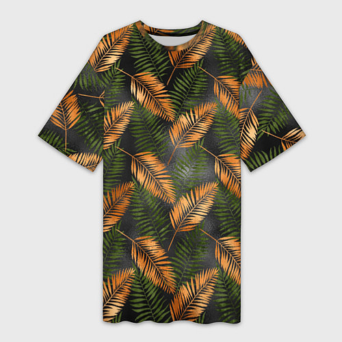 Женская длинная футболка Африканские листья / 3D-принт – фото 1