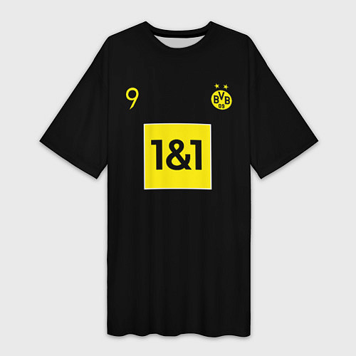 Женская длинная футболка Haaland 9 - Borussia Dortmund / 3D-принт – фото 1