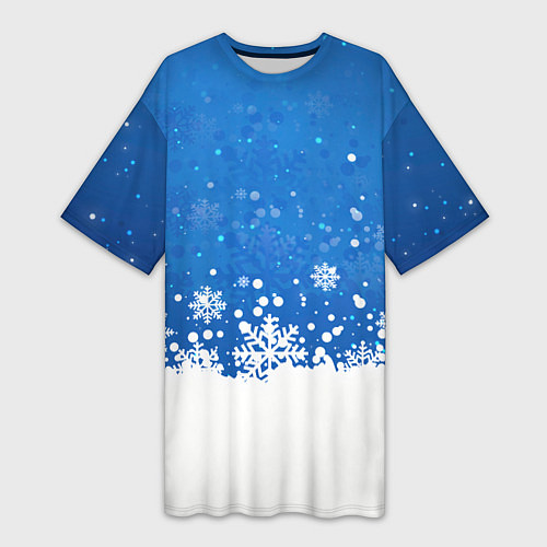 Женская длинная футболка Снежинки - С Новым Годом / 3D-принт – фото 1