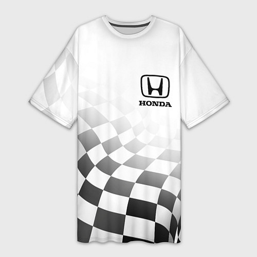 Женская длинная футболка HONDA, ХОНДА СПОРТ, ФИНИШНЫЙ ФЛАГ / 3D-принт – фото 1