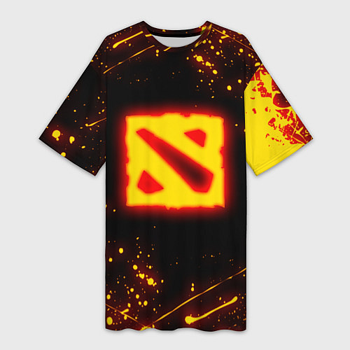 Женская длинная футболка DOTA 2 FIRE LOGO ДОТА 2 ОГНЕННЫЙ ЛОГО / 3D-принт – фото 1