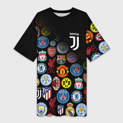 Футболка женская длинная JUVENTUS LOGOBOMBING SPORT, цвет: 3D-принт