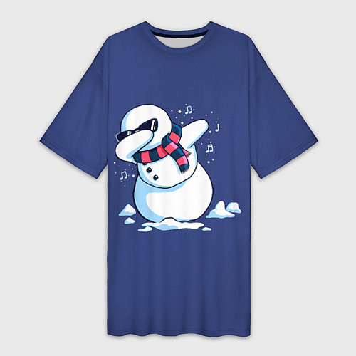 Женская длинная футболка Dab Snowman in a scarf / 3D-принт – фото 1